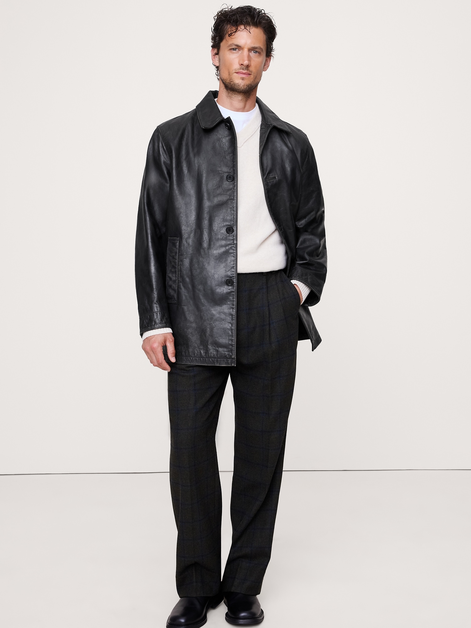 Oversized Leather Carcoat