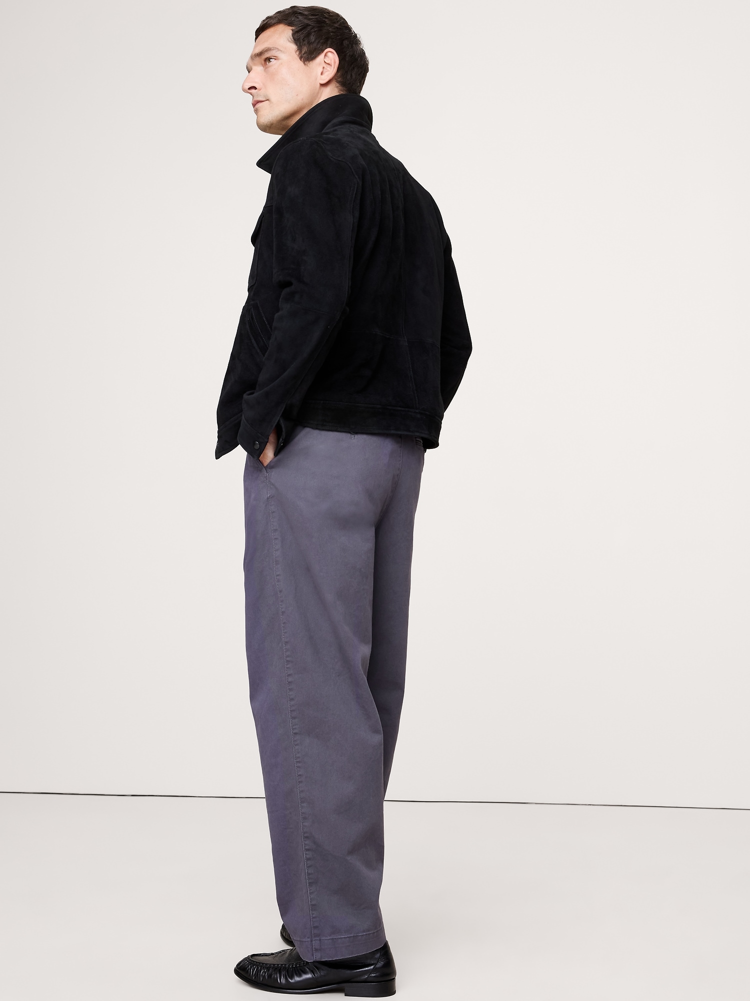 Image number 5 showing, LOOSE LIGHTWEIGHT COTTON PLEATED CHINO