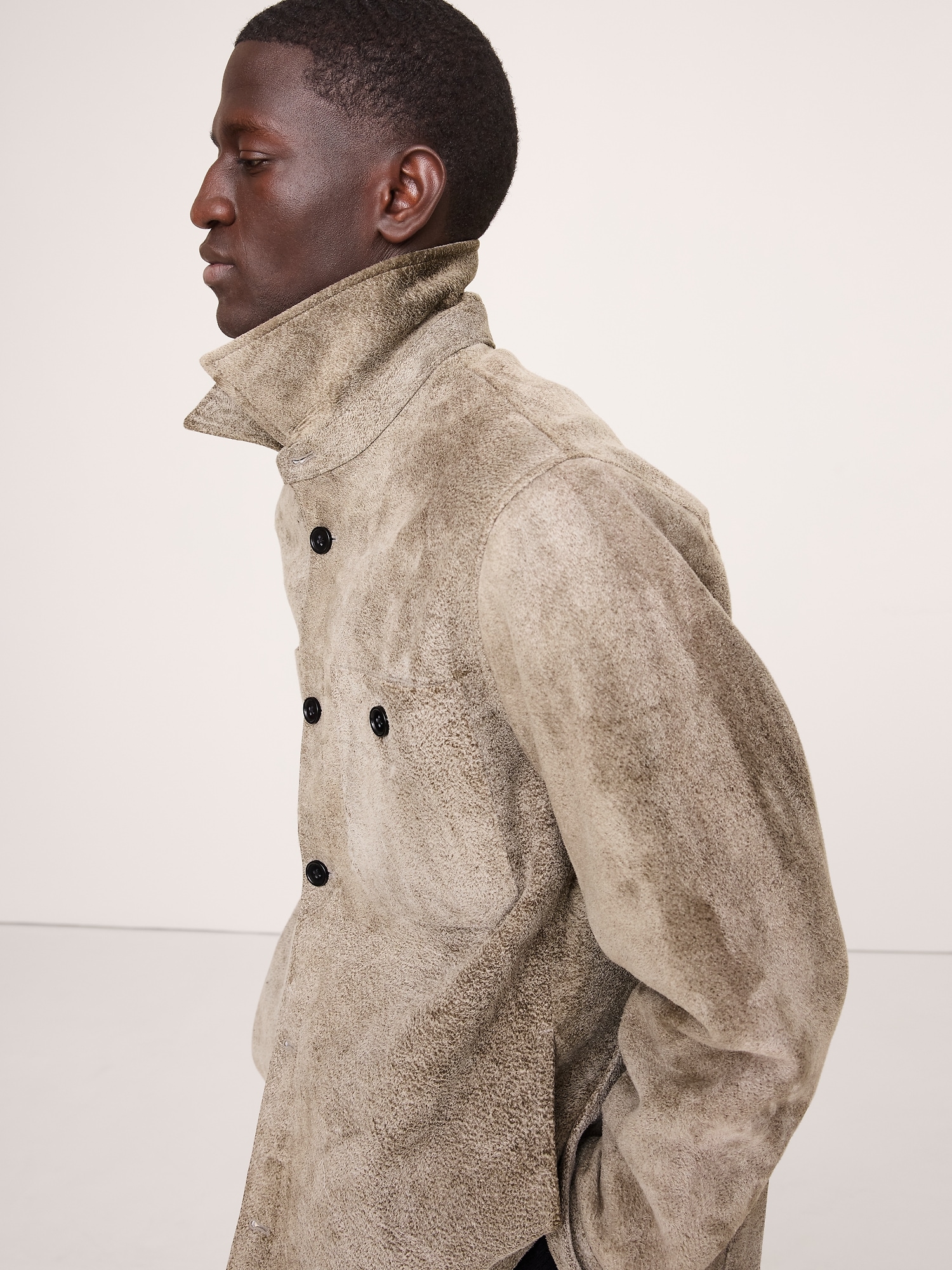 RELAXED TEXTURED SUEDE SHIRT JACKET