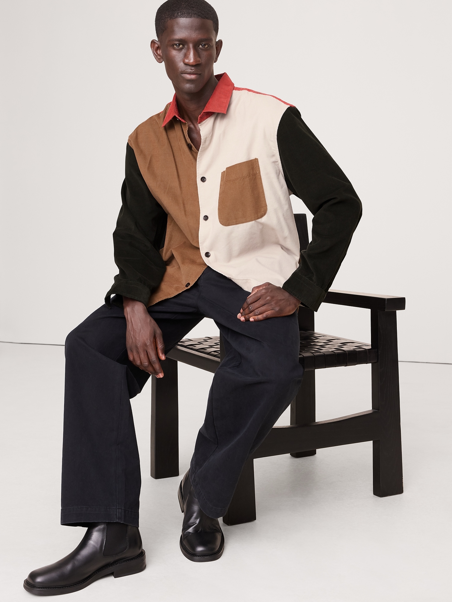 Image number 3 showing, Oversized Colorblock Corduroy Shirt