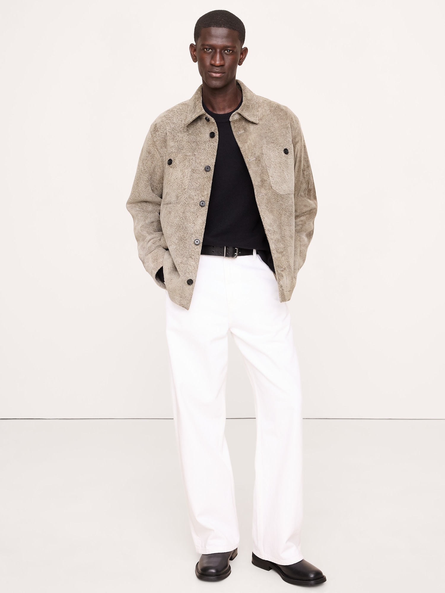 Image number 3 showing, Relaxed Textured Suede Shirt Jacket