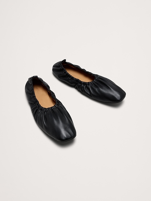 Ruched Leather Ballet Flat