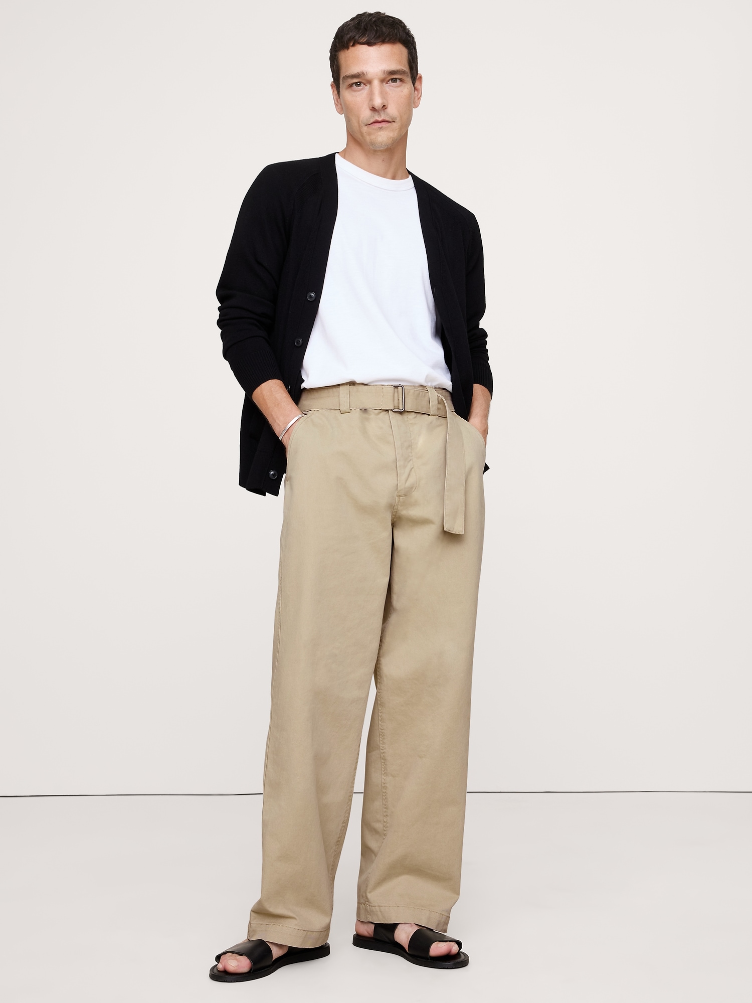 LOOSE CHINO WITH BELT - Workwear Khaki Beige