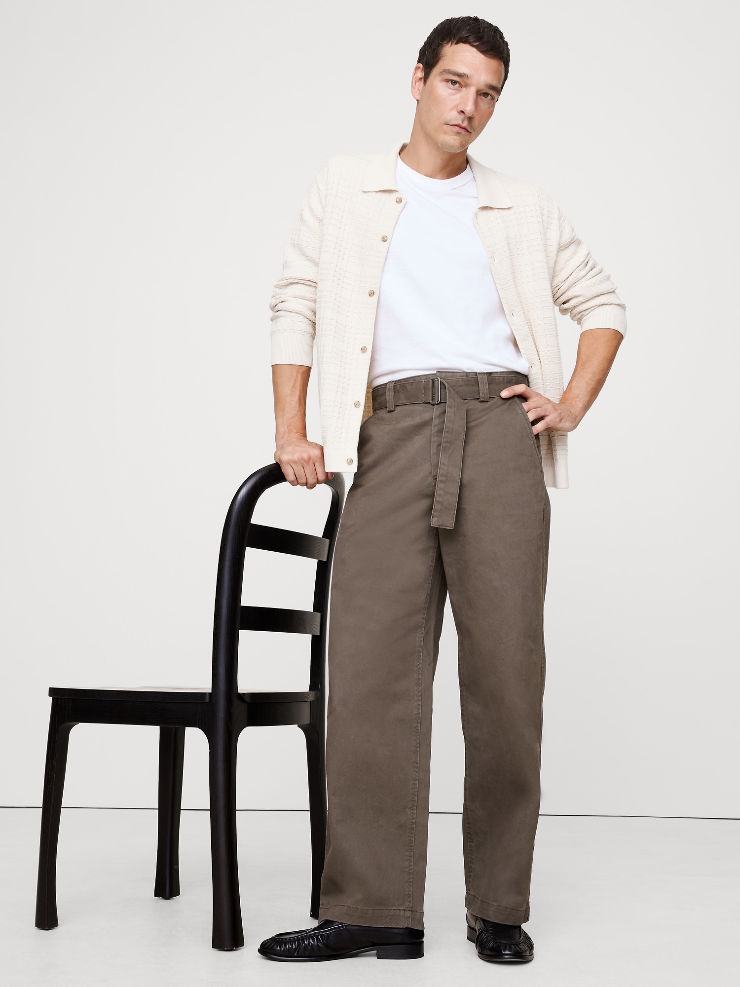 LOOSE CHINO WITH BELT - Dried Pinecone Brown