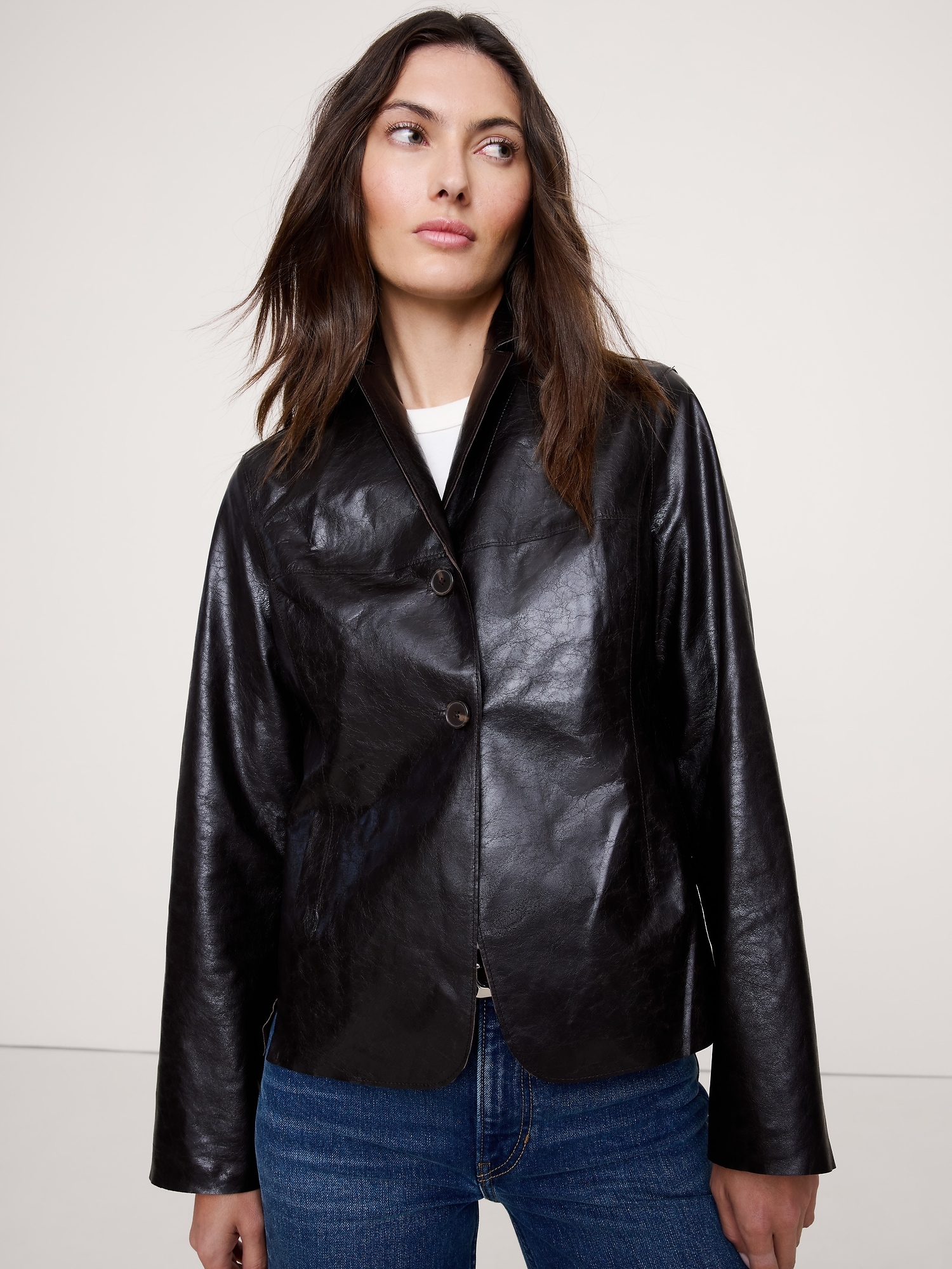 Image number 8 showing, 90S Leather Blazer