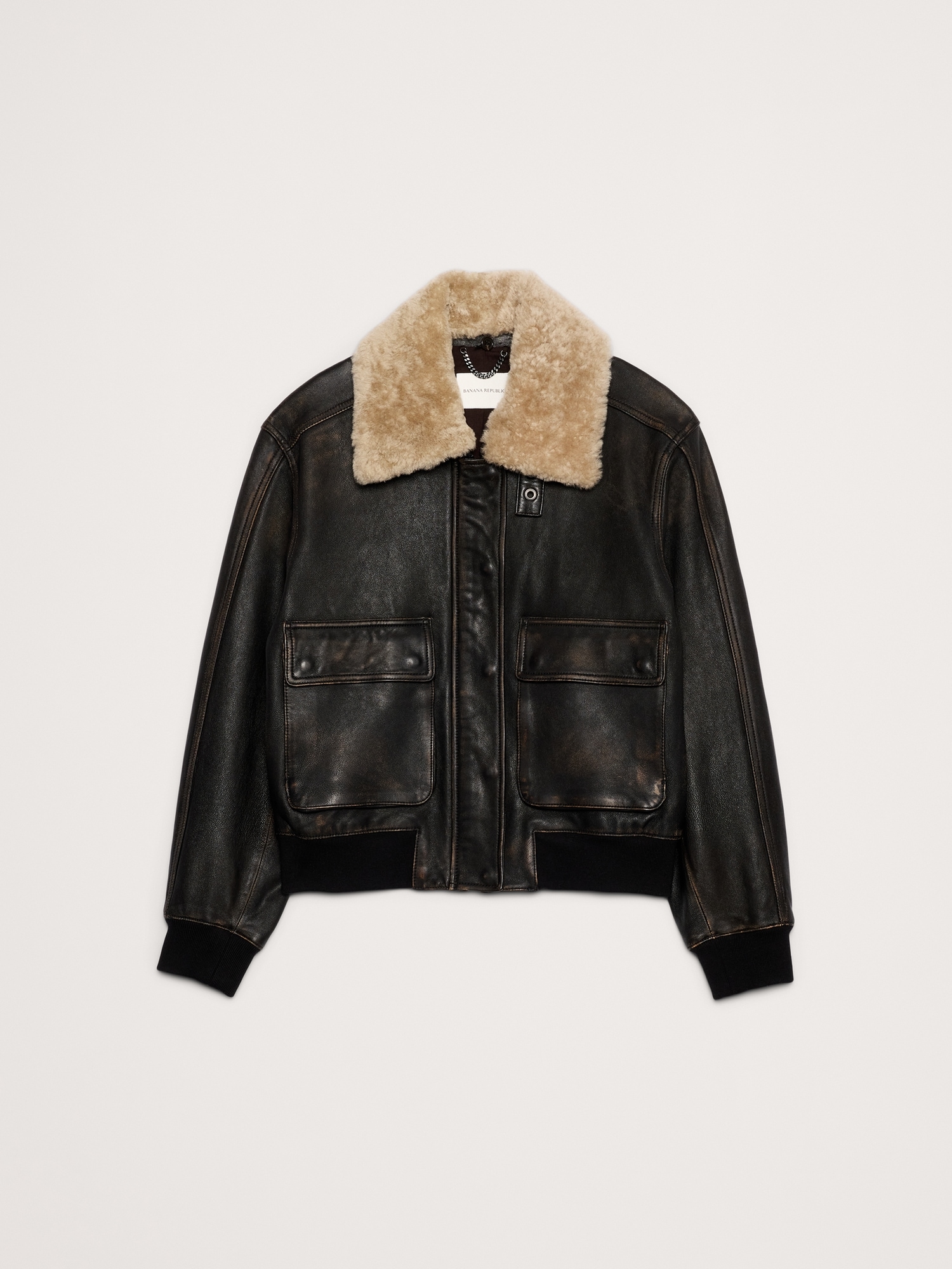Image number 5 showing, Oversized Distressed Leather Flight Jacket