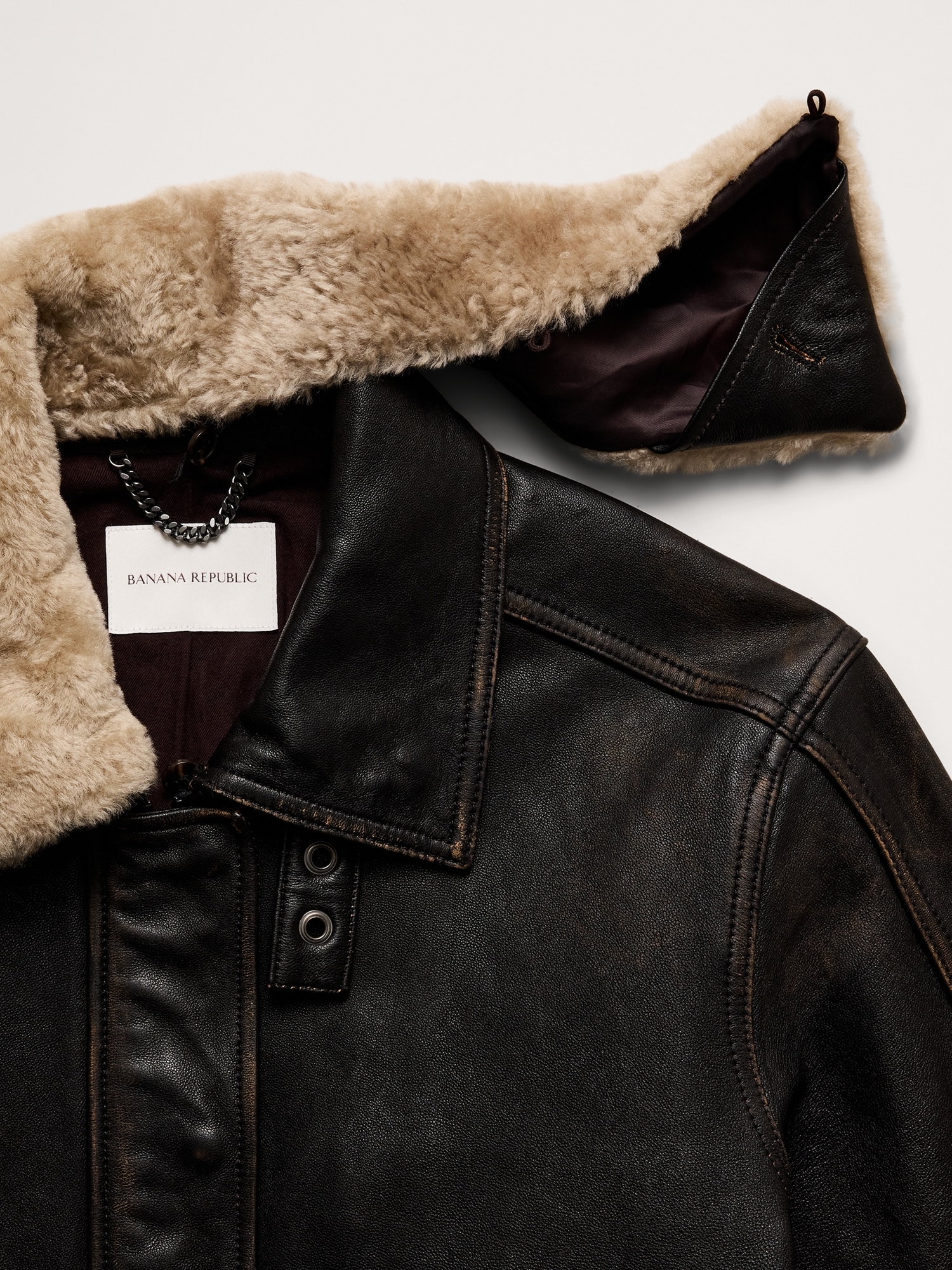 Image number 7 showing, Oversized Distressed Leather Flight Jacket