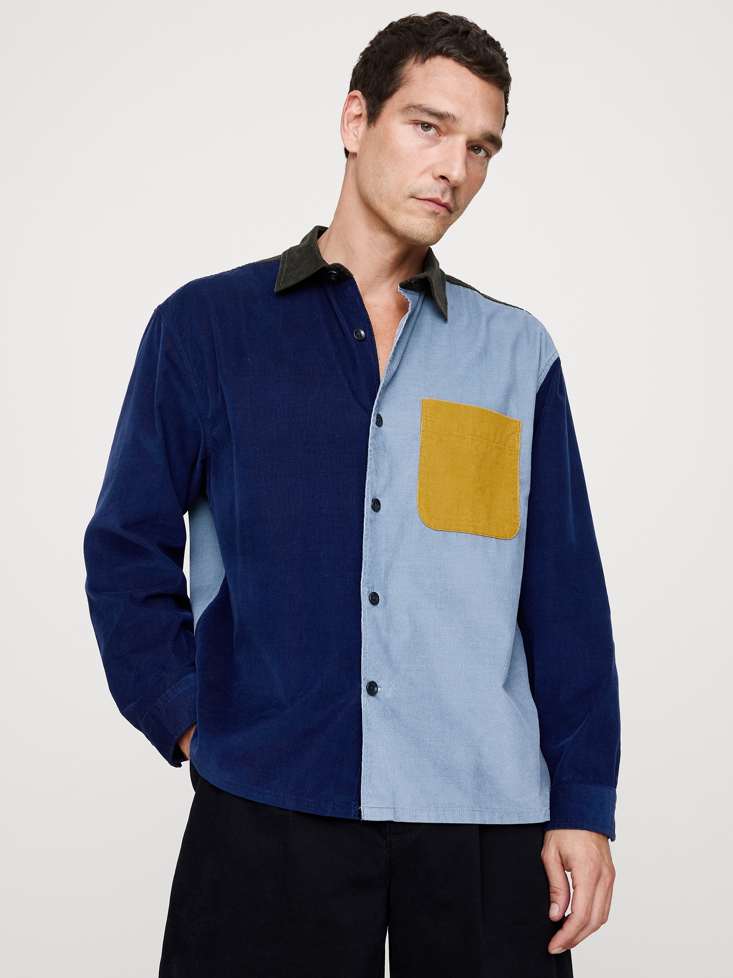 Image number 1 showing, Oversized Colorblock Corduroy Shirt