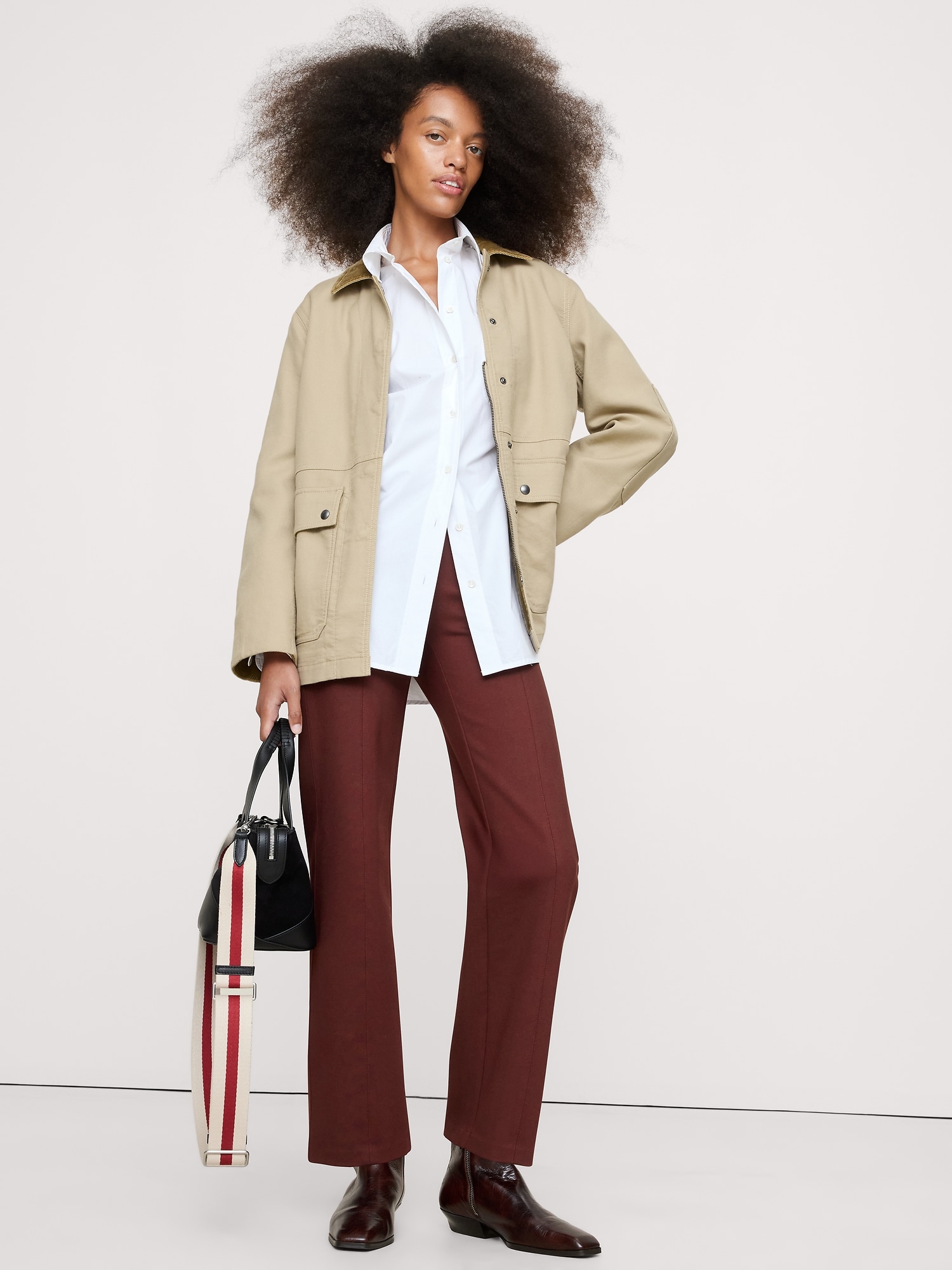 Straight Everywhere Ponte Ankle Pant - Redwood Canopy Burgundy