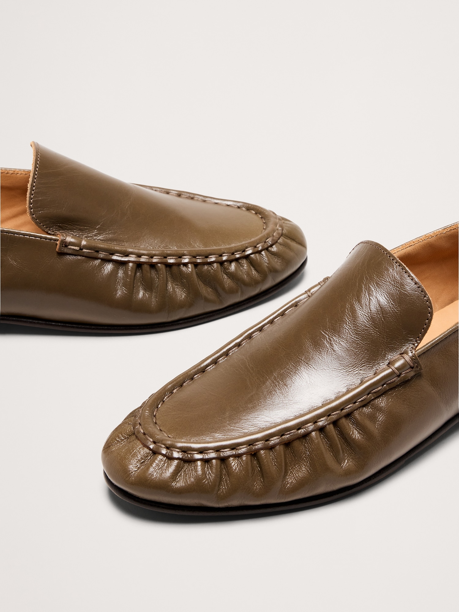 Image number 5 showing, LEATHER MOC-TOE LOAFER