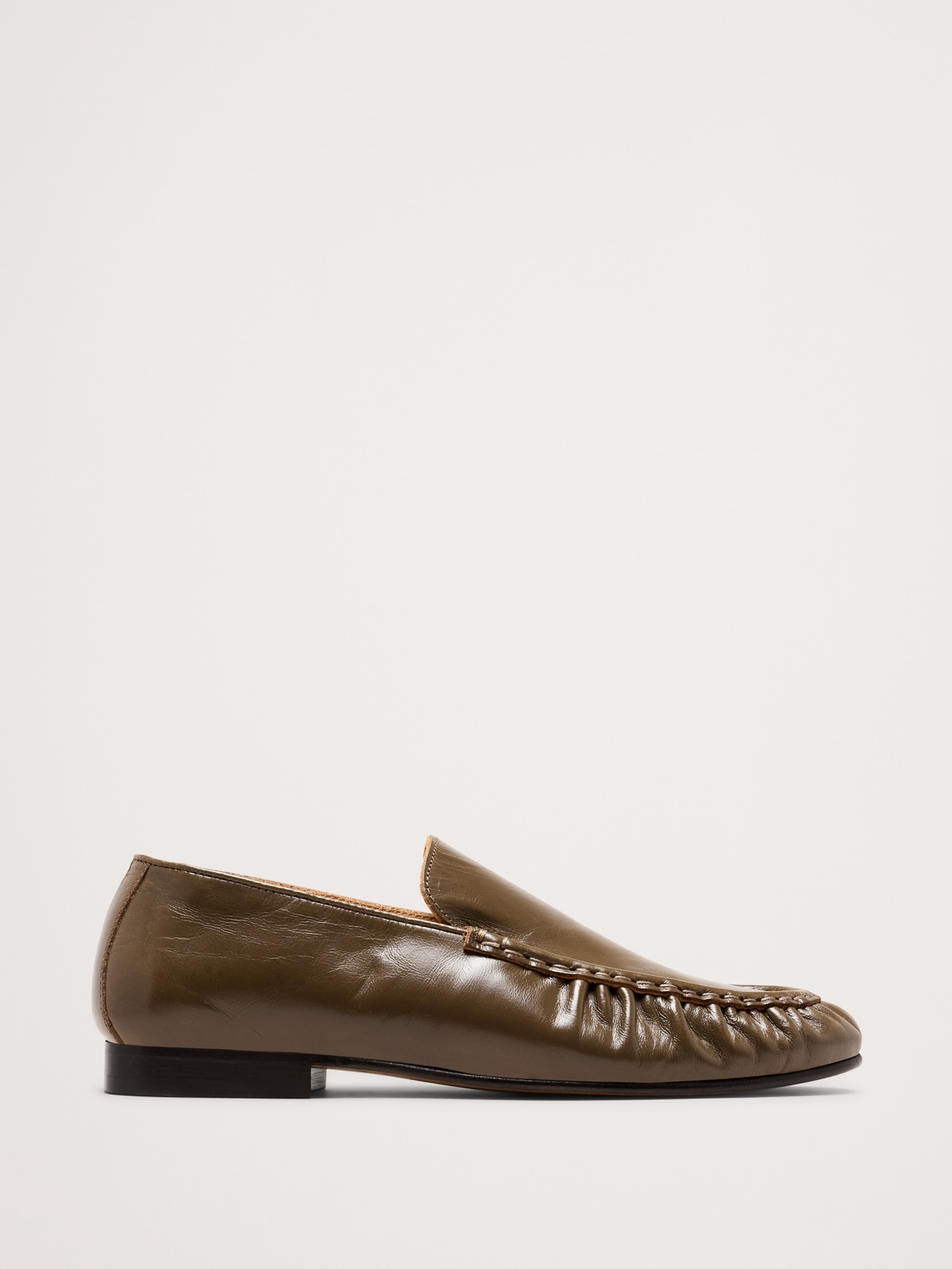 LEATHER MOC-TOE LOAFER - Mushroom Taupe