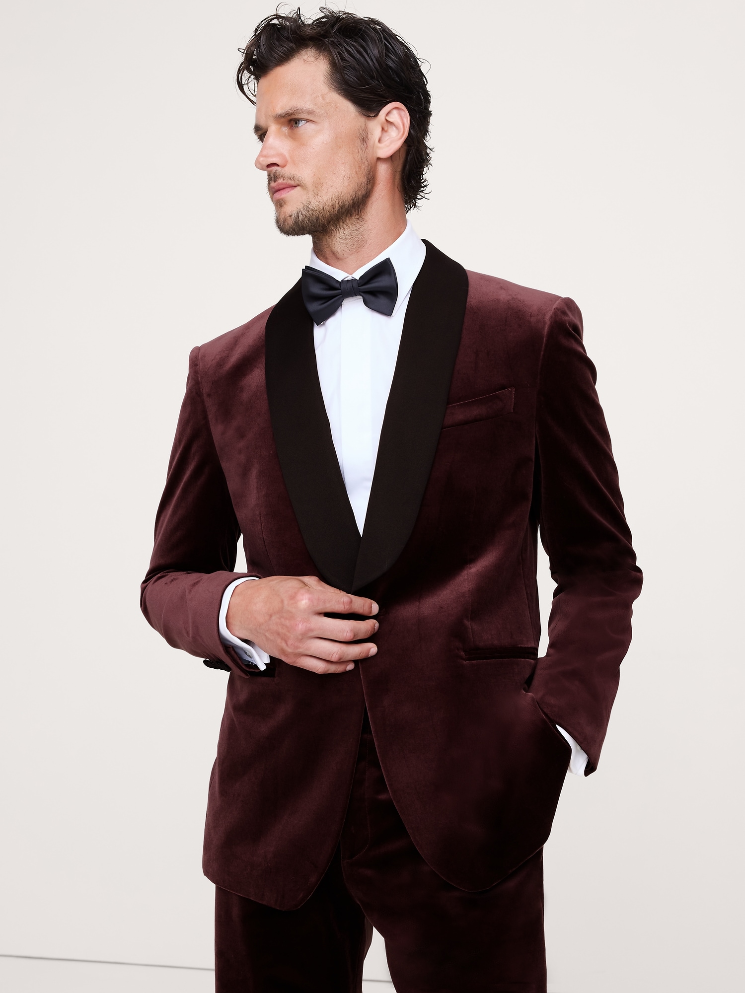 Velvet Tuxedo Jacket - Ruby Plum Purple