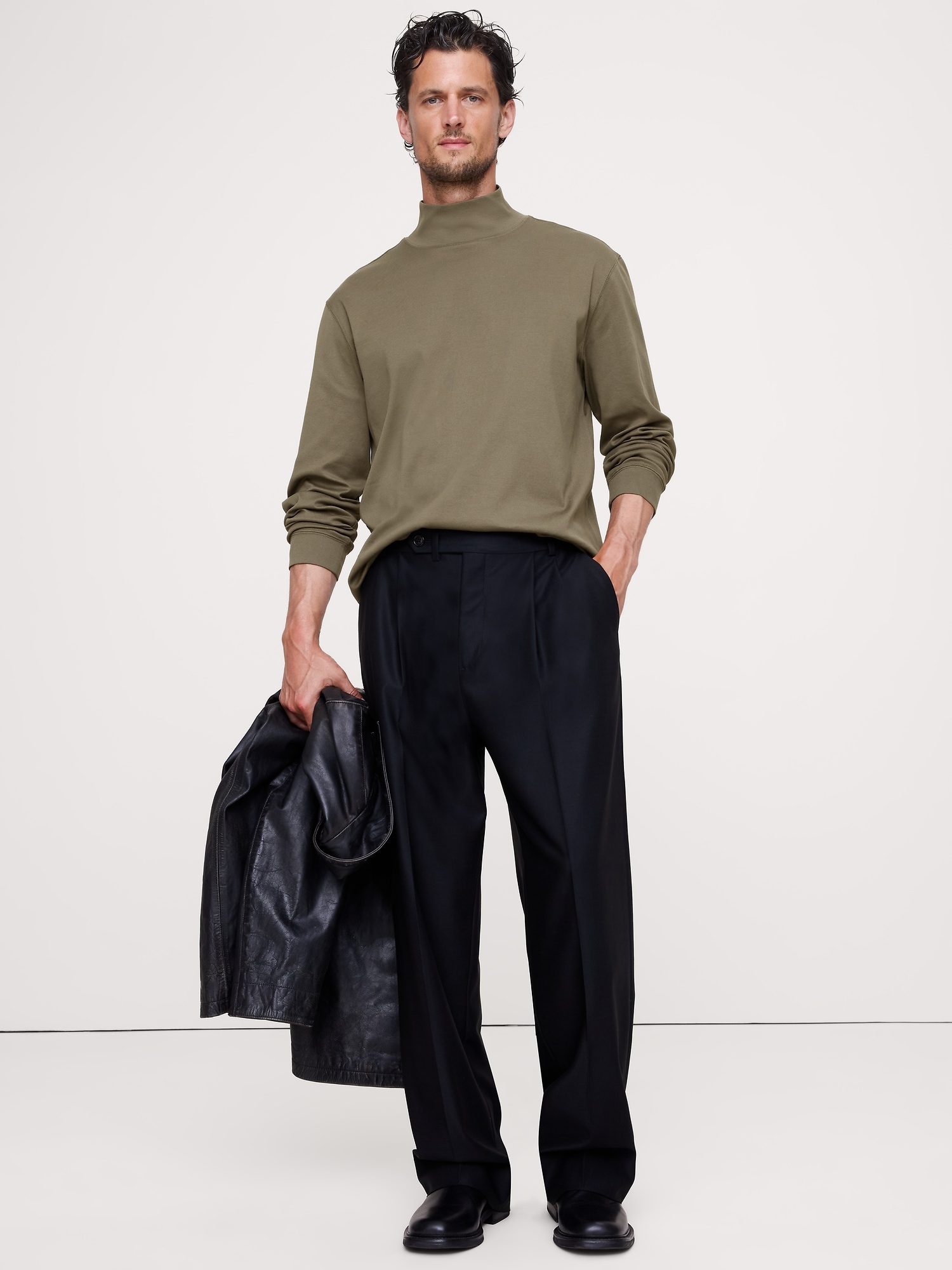 Image number 1 showing, Cotton Ribbed Turtleneck T-Shirt