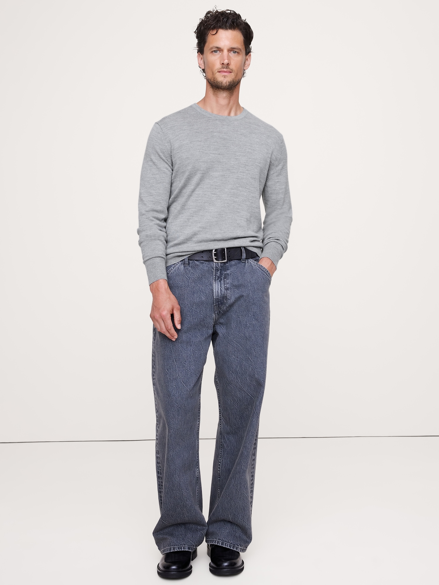 Merino Crew-Neck Sweater - Heather Gray