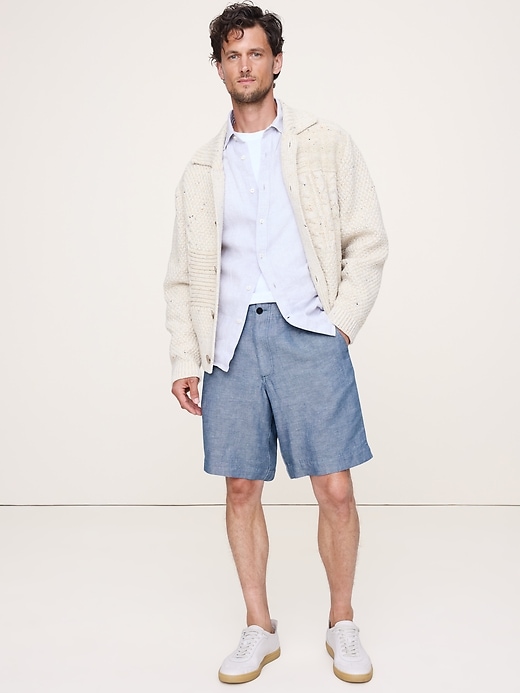 9.5" Linen-Cotton Pull-On Bermuda Short