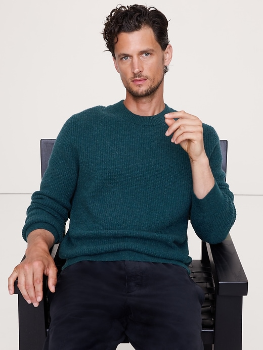 Italian Merino-Cashmere Waffle-Knit Sweater
