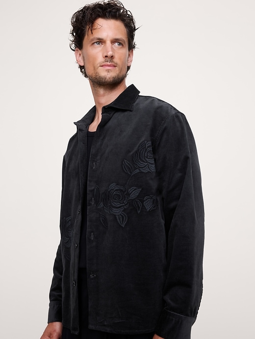 Relaxed-Fit Embroidered Corduroy Overshirt