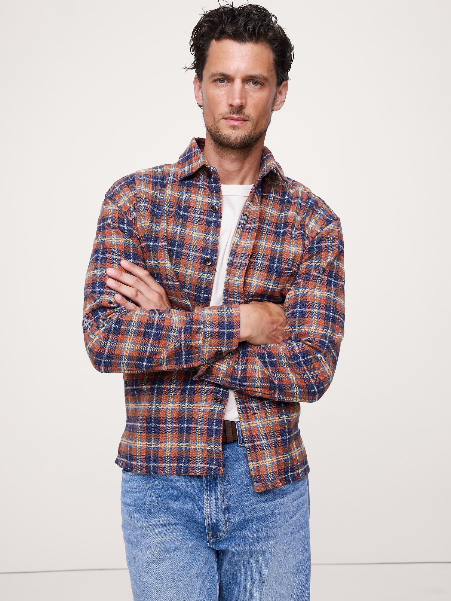 Image number 1 showing, Relaxed-Fit Flannel Overshirt