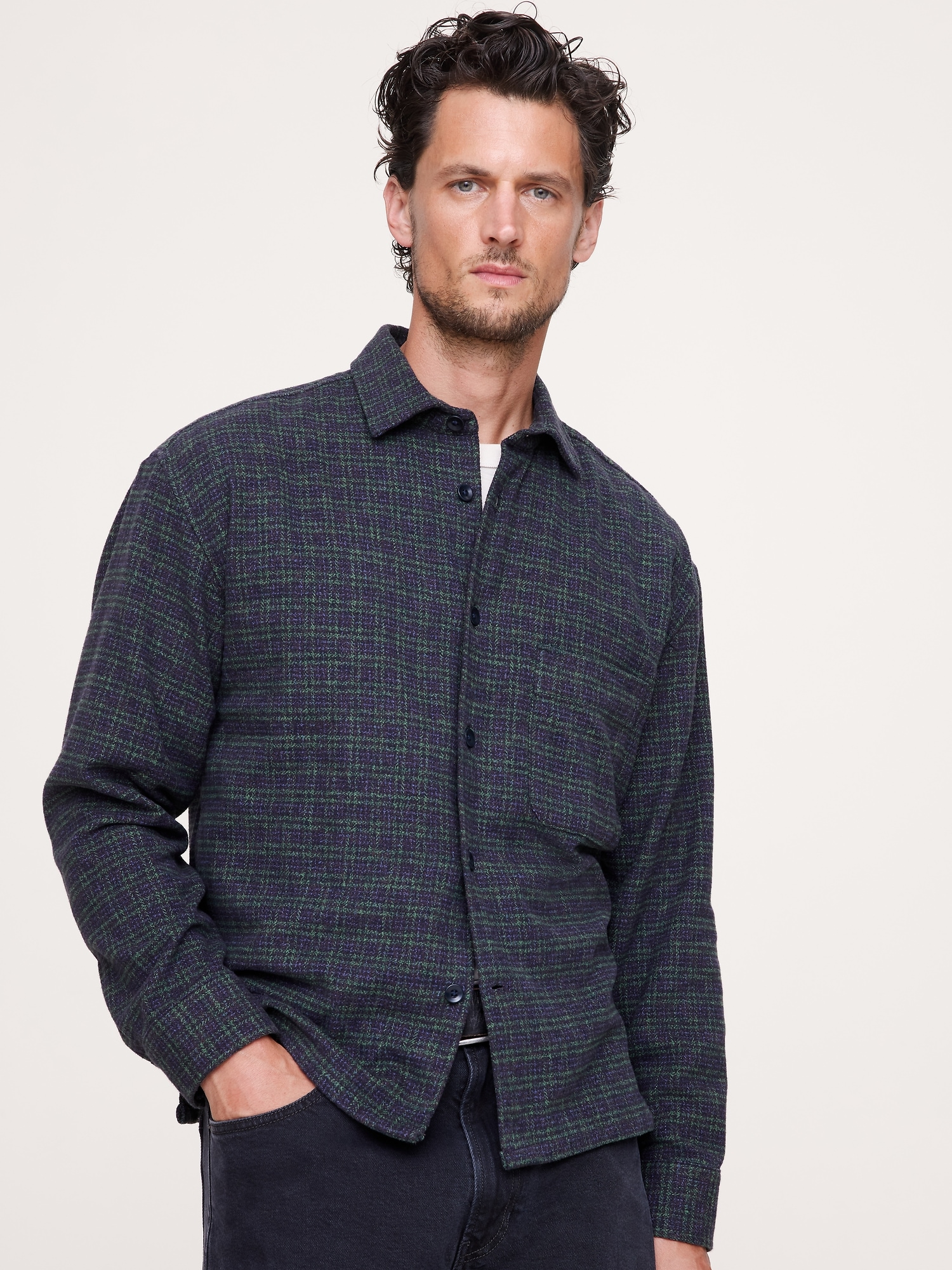 Image number 1 showing, Relaxed-Fit Flannel Overshirt