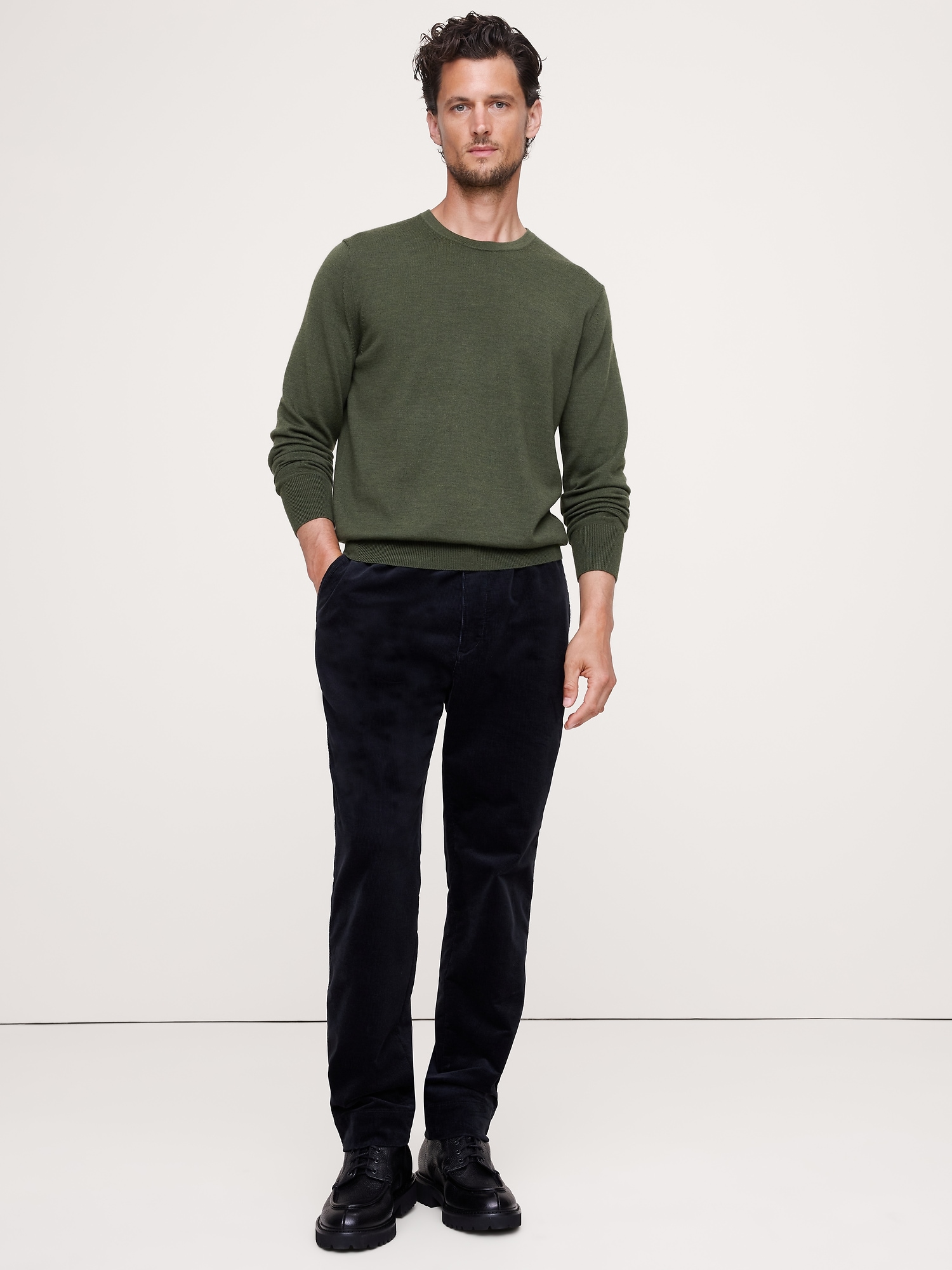 Merino Crew-Neck Sweater - Topiary Garden Green