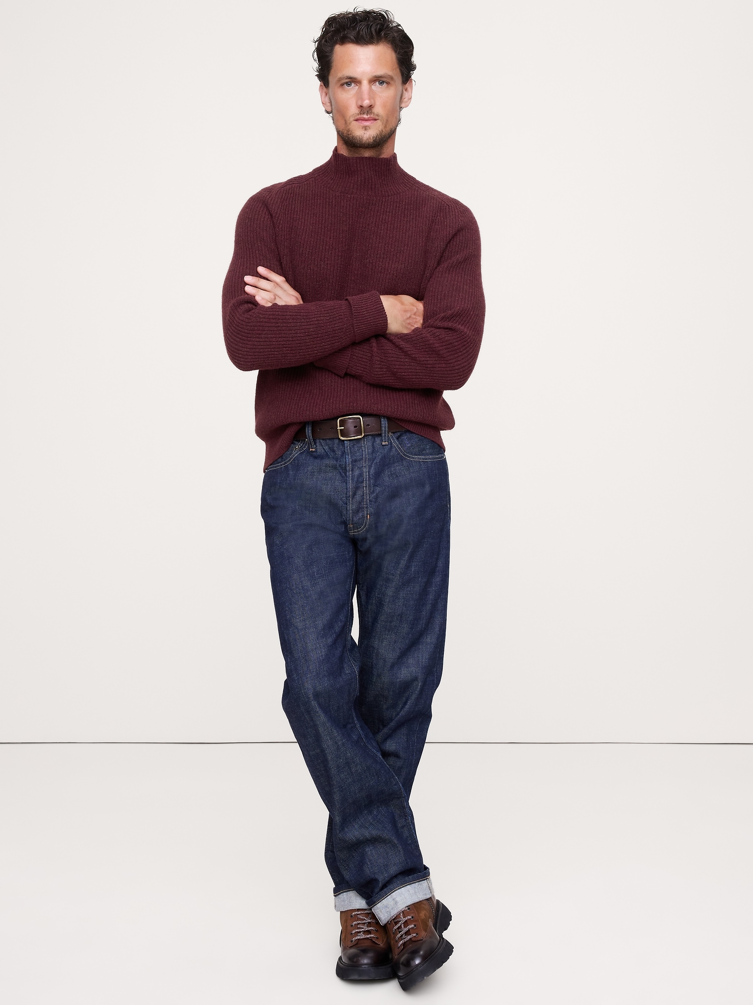 Image number 1 showing, Italian Merino-Blend Mock-Neck Sweater