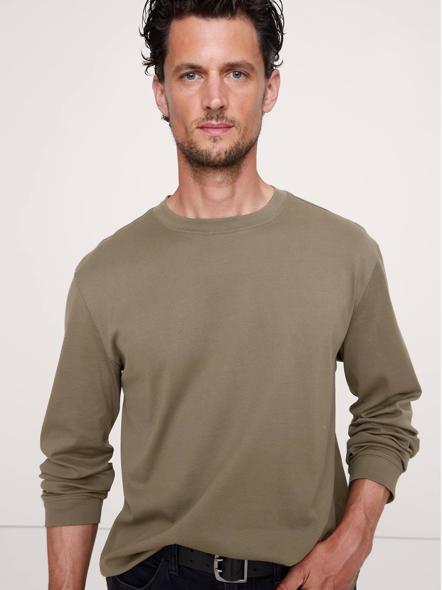 Cotton Crew-Neck T-Shirt - Olive-Taupe
