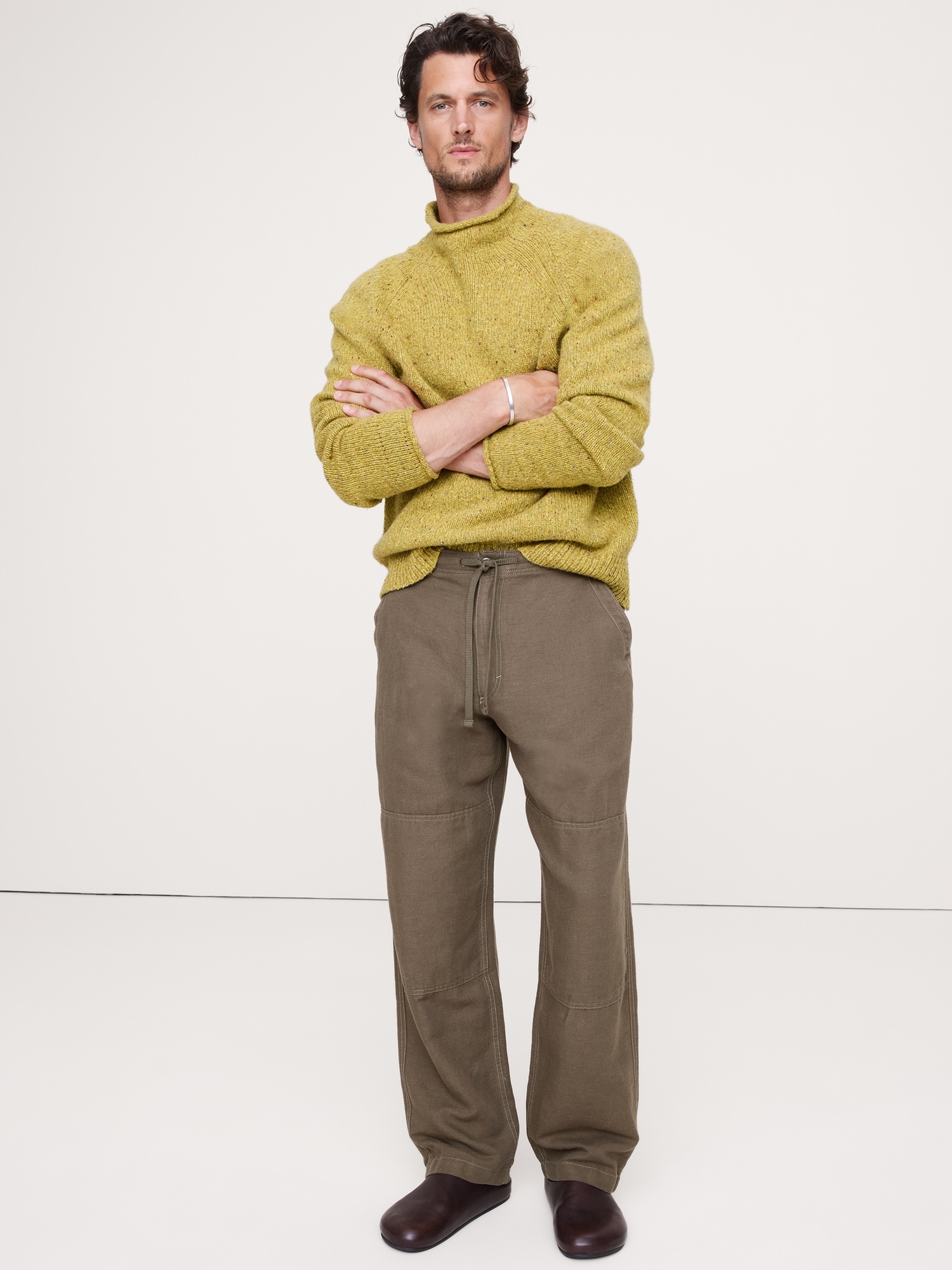 Linen-Cotton Chore Pant - Dried Pinecone Brown