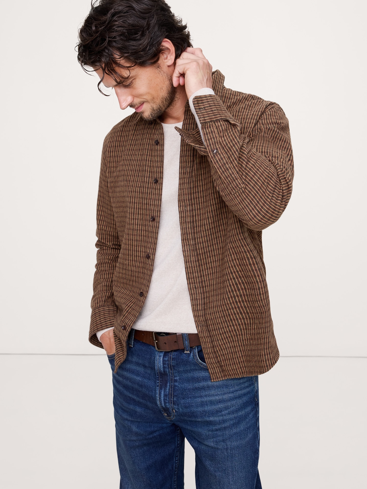 Standard-Fit Flannel Shirt - Brown Plaid