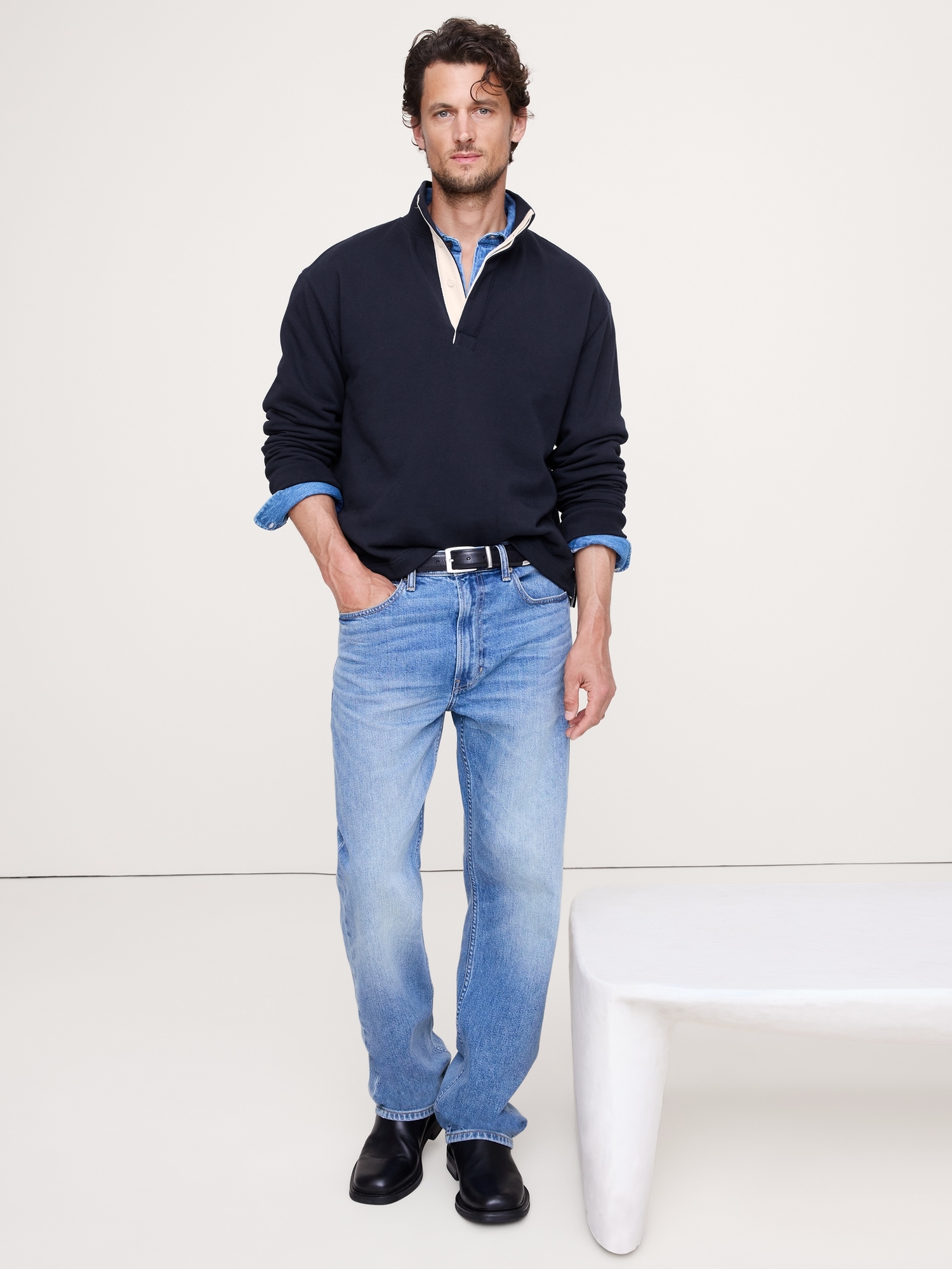 Image number 1 showing, Terry Mock-Neck Sweatshirt