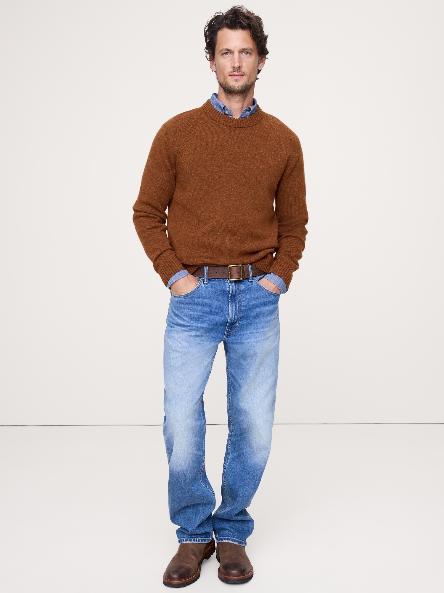 Image number 1 showing, Italian Merino-Blend Crew-Neck Sweater