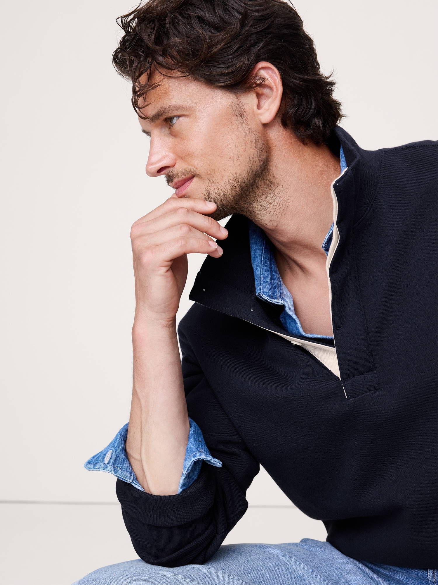 Image number 3 showing, Terry Mock-Neck Sweatshirt