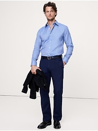 Slim-Fit Wrinkle-Resistant Dress Shirt - Blue - View 23