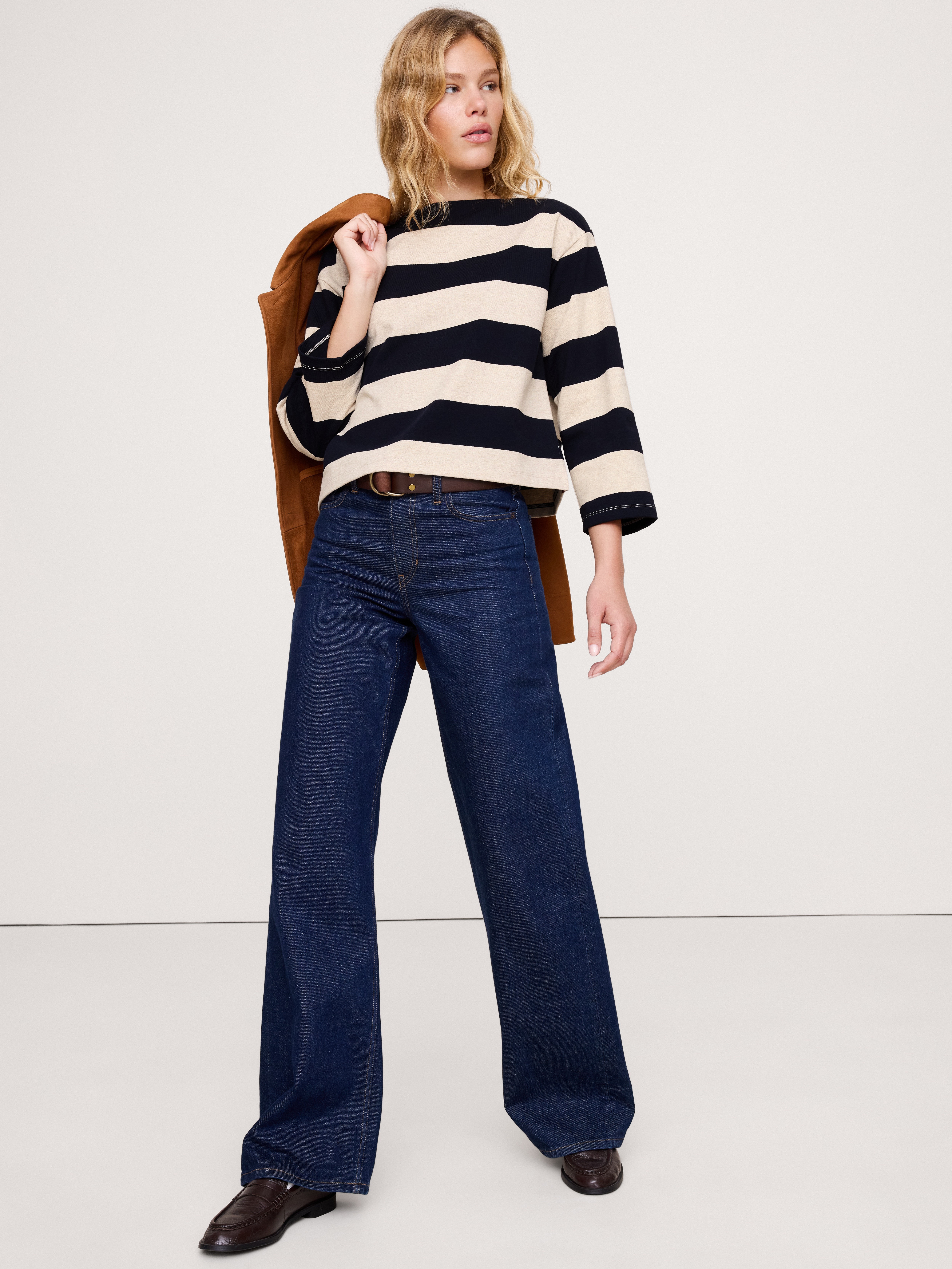Relaxed Cotton Boat-Neck Top | Banana Republic
