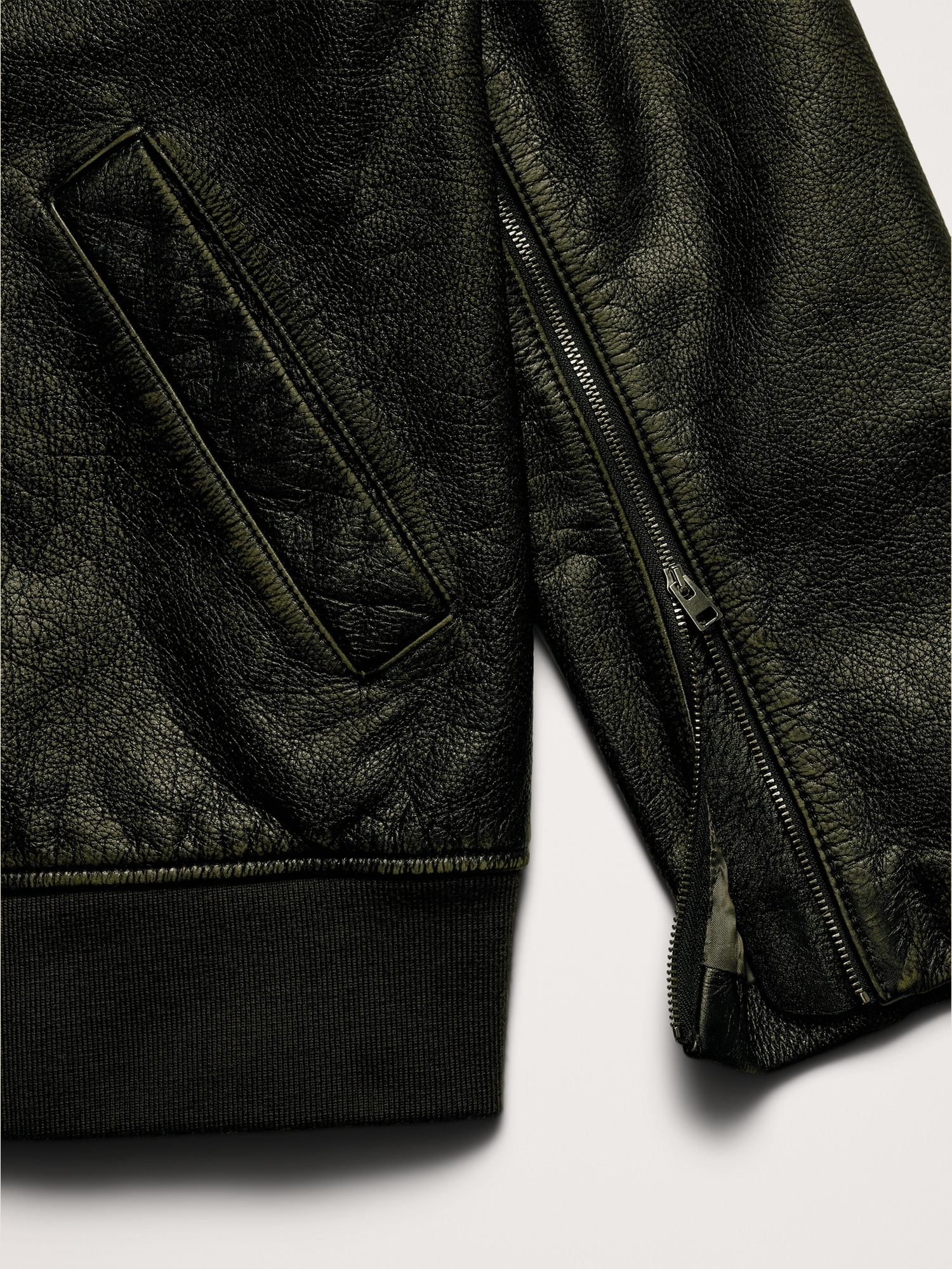 Image number 6 showing, Oversized Distressed Leather Bomber Jacket