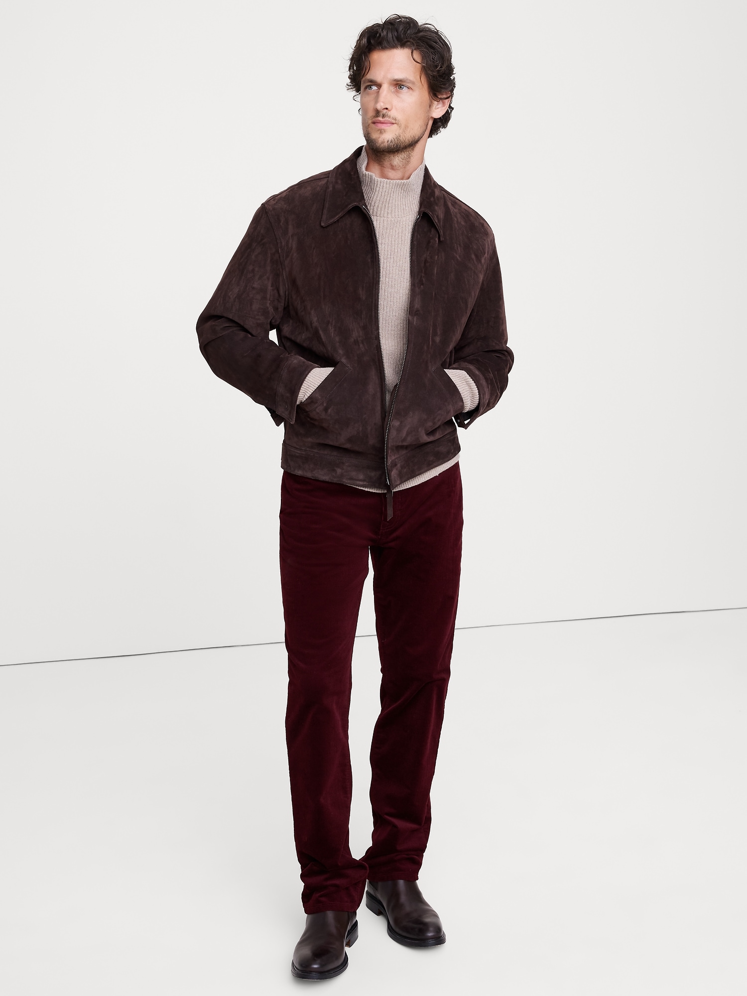 Straight Stretch-Corduroy Traveler Pant - Burgundy Red