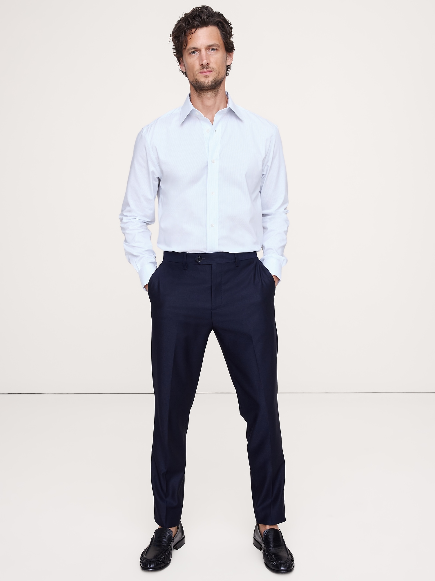 Standard-Fit Wrinkle-Resistant Dress Shirt - Bright White Stripe