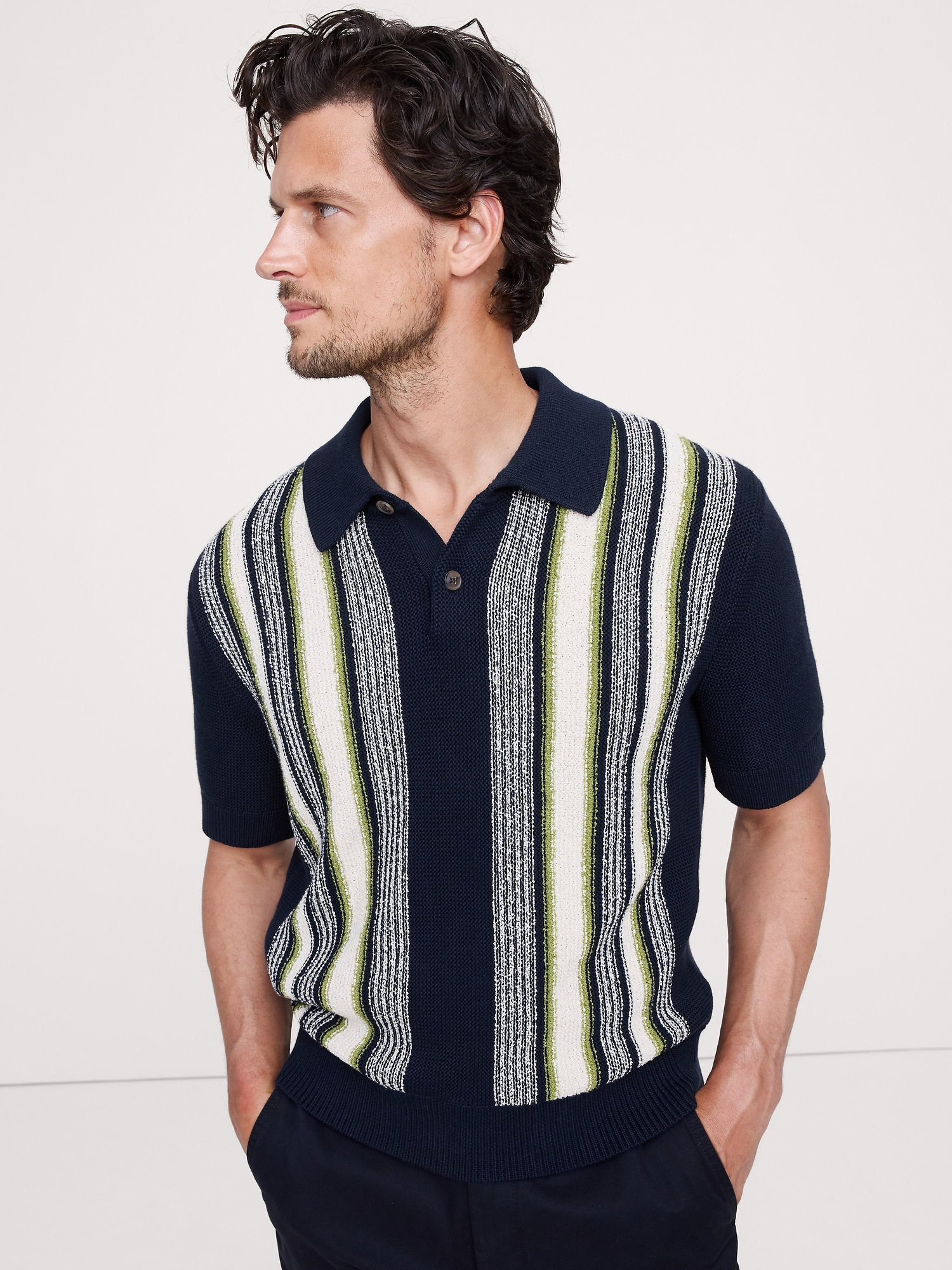 Image number 1 showing, Bouclé Stripe Sweater Polo