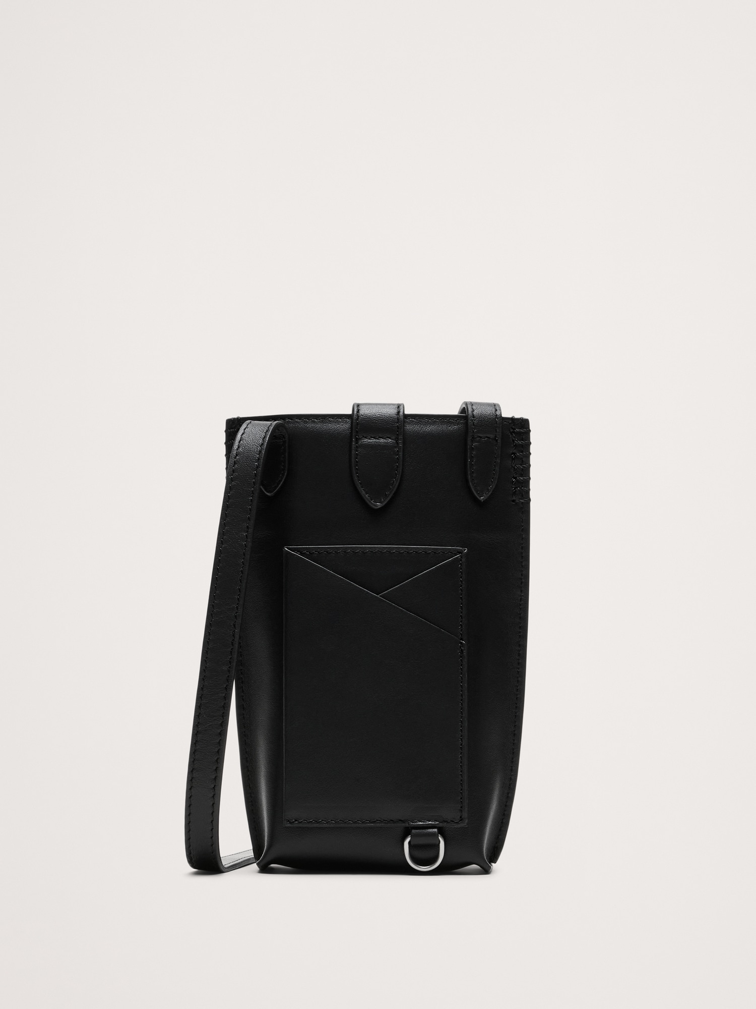 Italian Leather Crossbody Pouch - Black Leather
