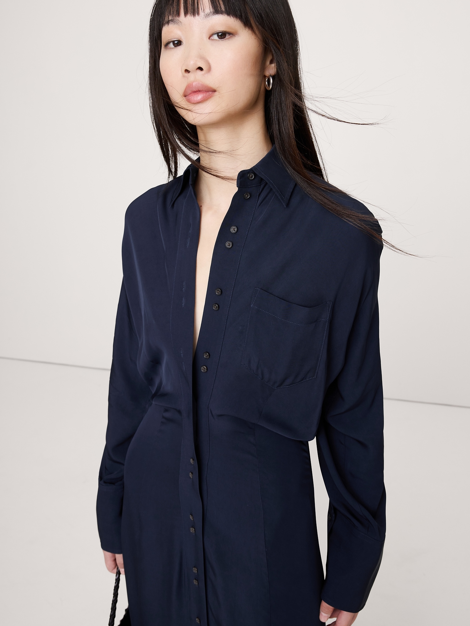 Image number 7 showing, Drapey Twill Shirt Dress