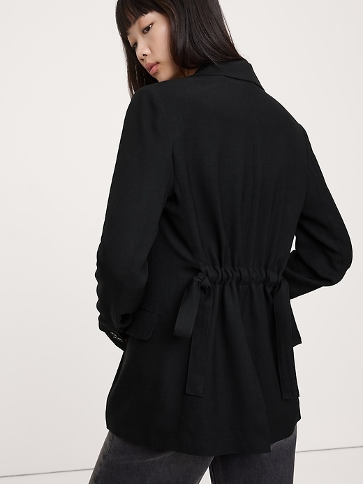 Image number 2 showing, Boyfriend Drapey Twill Belted Blazer