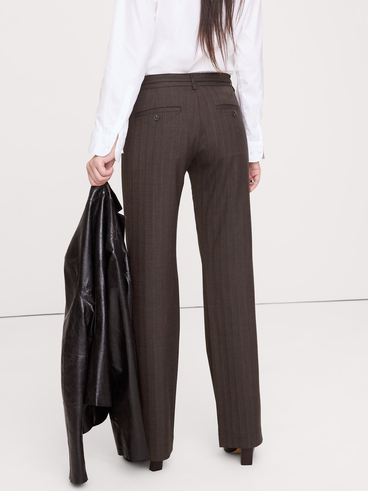 Image number 2 showing, Mid-Rise Bootcut Wool-Blend Flannel Pant