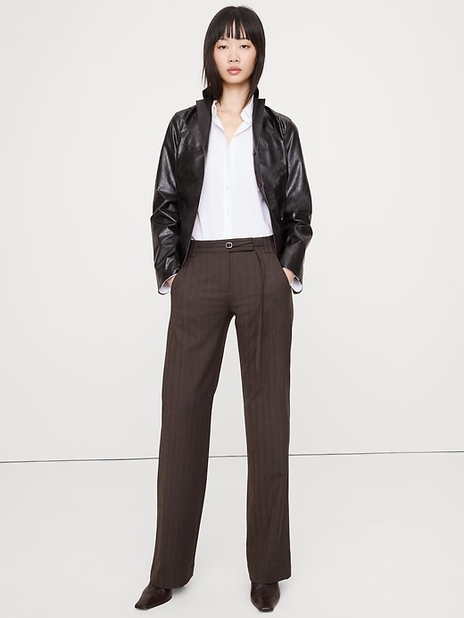 Mid-Rise Flare Stretch Wool-Blend Pant