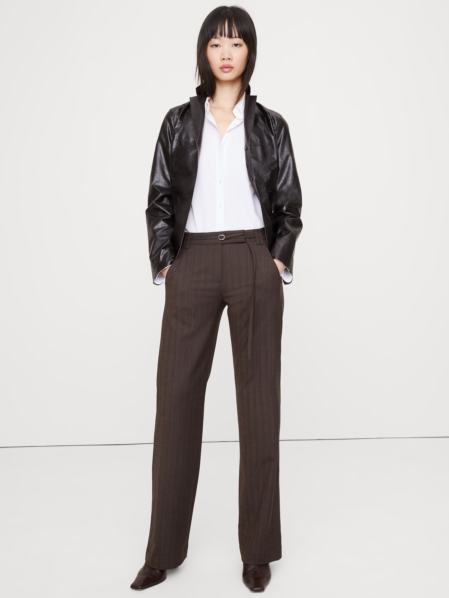 Mid-Rise Bootcut Wool-Blend Flannel Pant