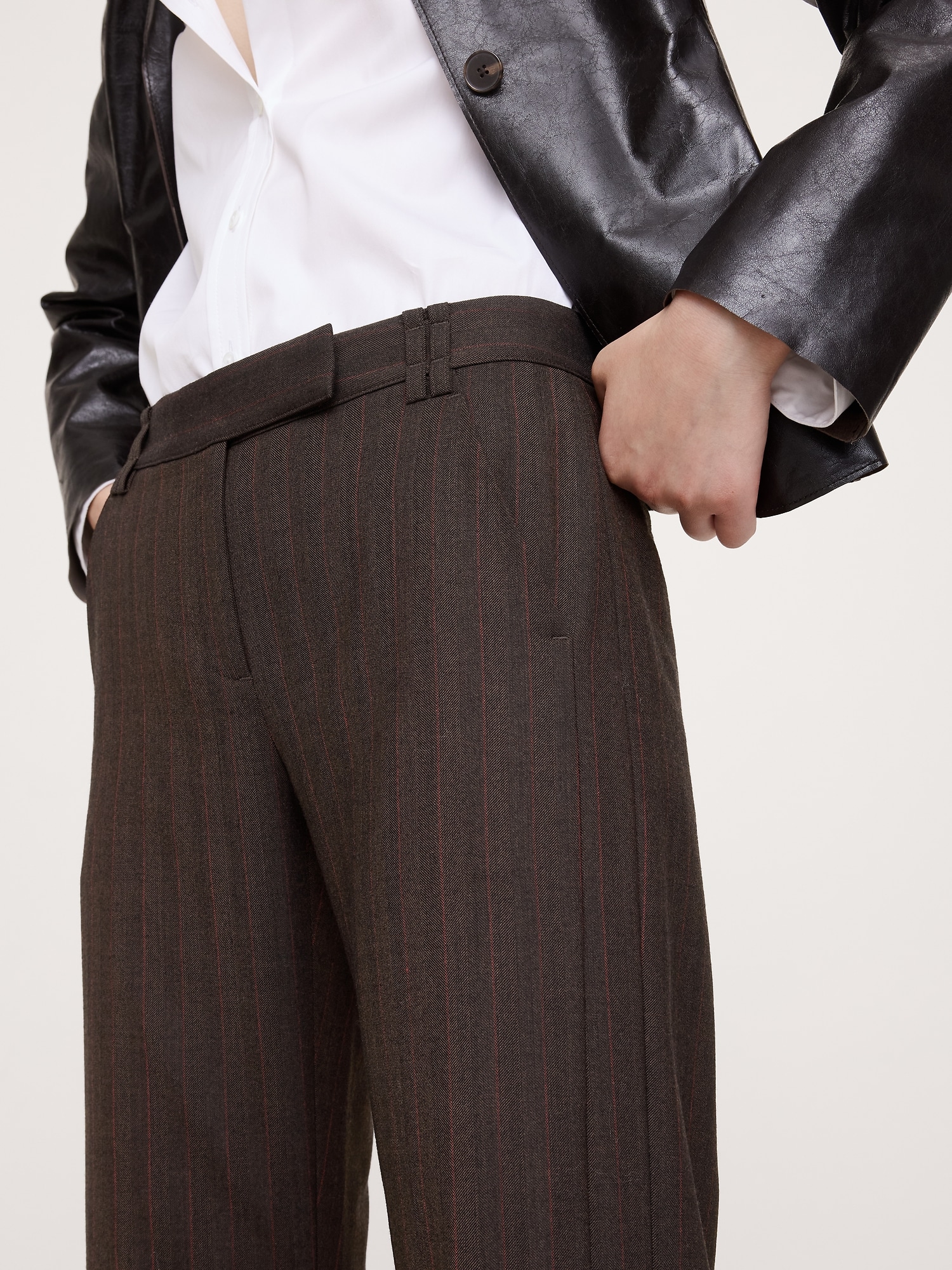 Image number 3 showing, Mid-Rise Bootcut Wool-Blend Flannel Pant