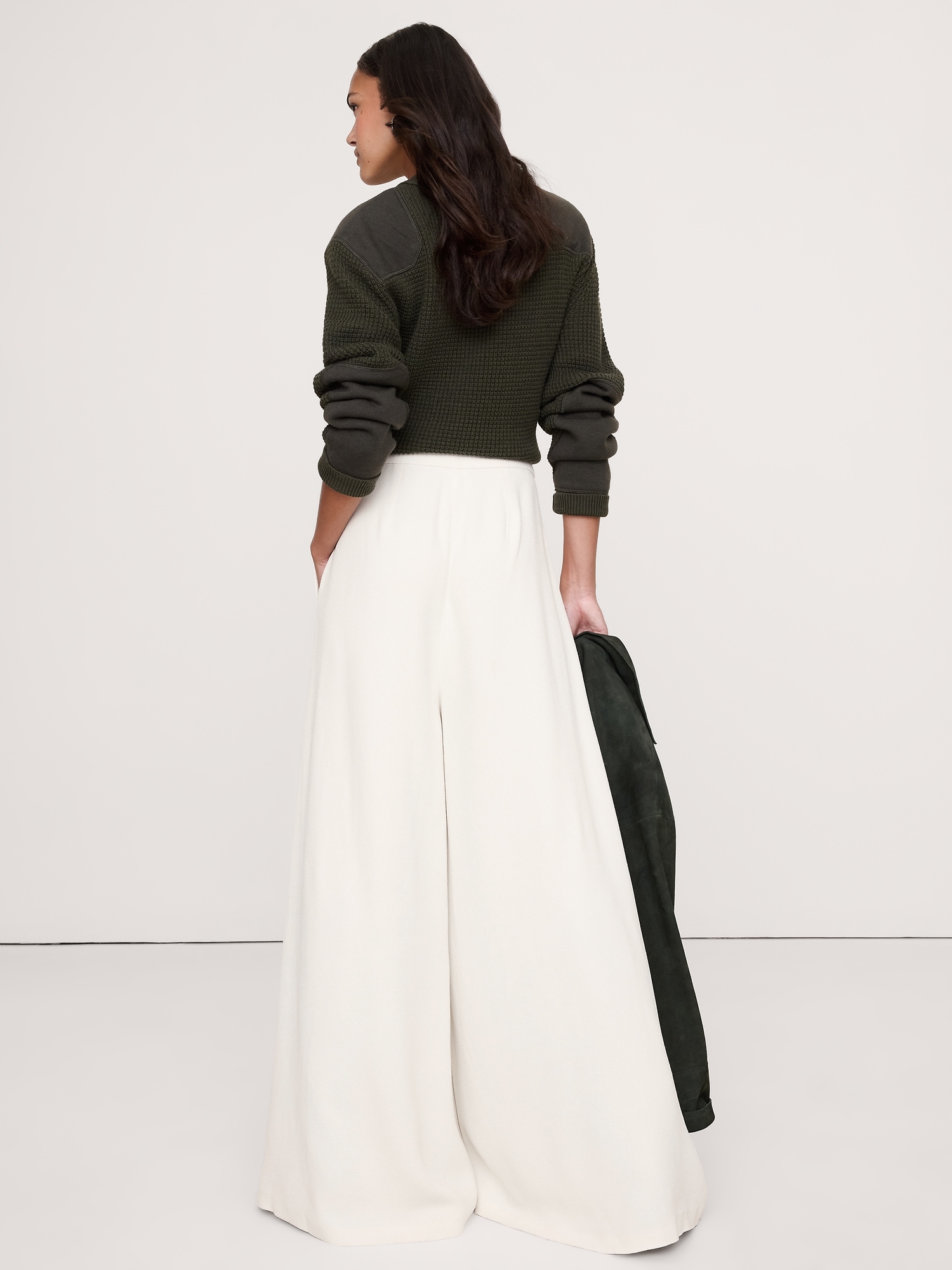 Image number 3 showing, High-Rise Wide-Leg Crepe Palazzo Pant