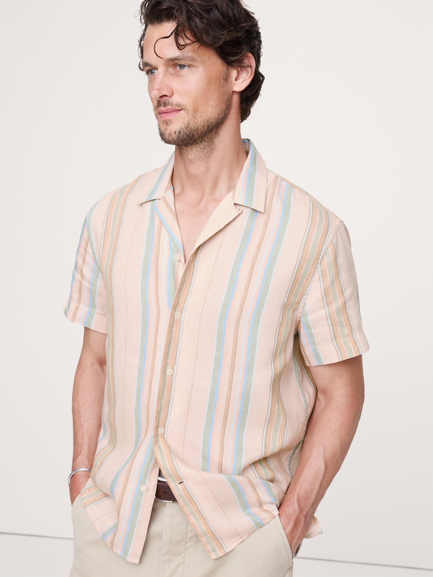 Image number 3 showing, Standard-Fit Linen-Cotton Resort Shirt