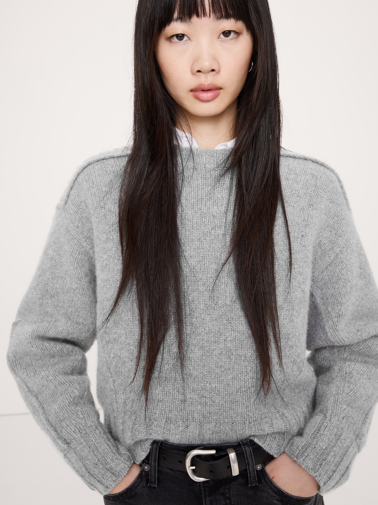 Image number 3 showing, Merino-Cashmere Ribbed-Panel Sweater