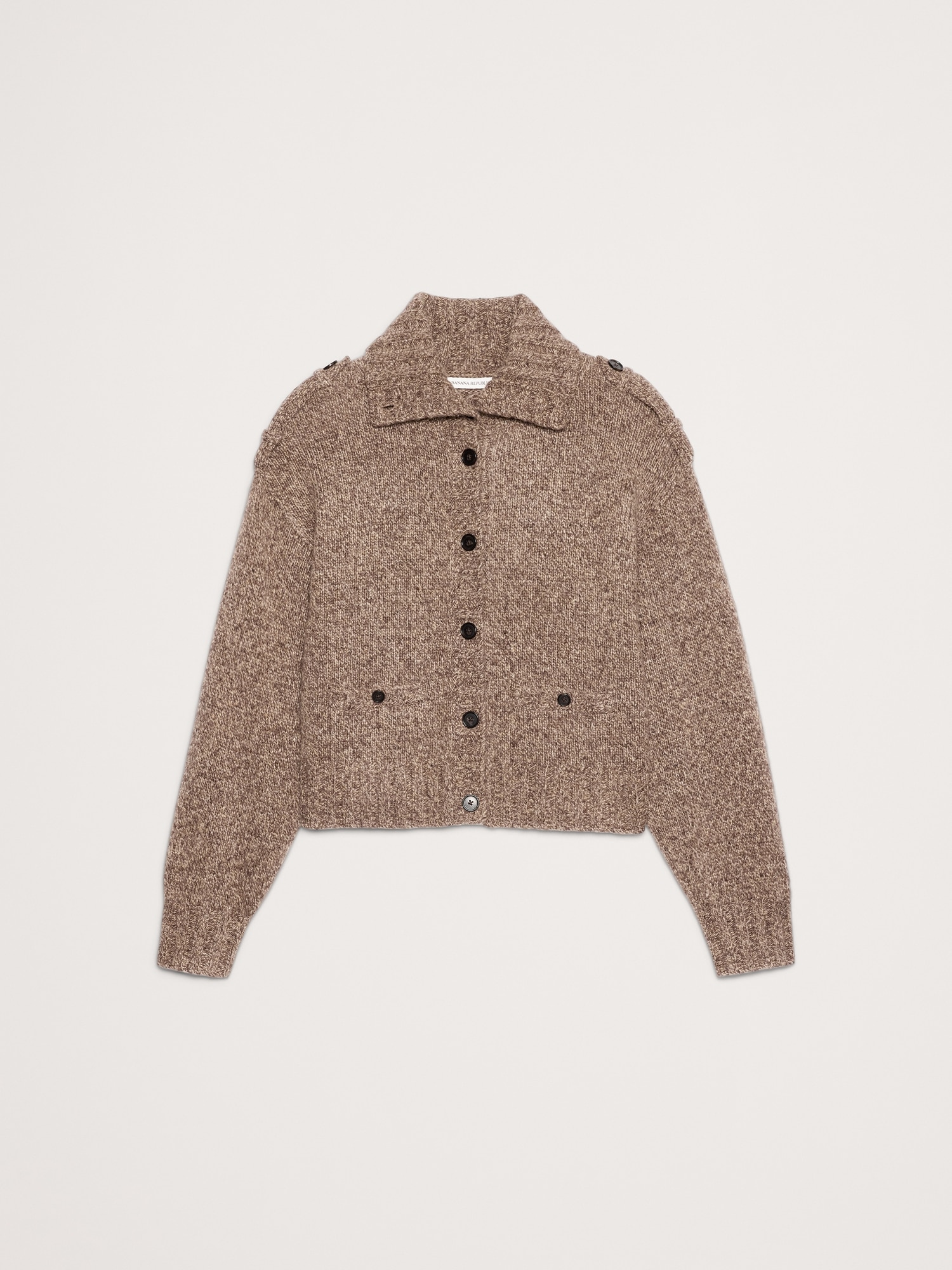 Image number 4 showing, Marled Cashmere-Merino Blend Epaulet Cardigan
