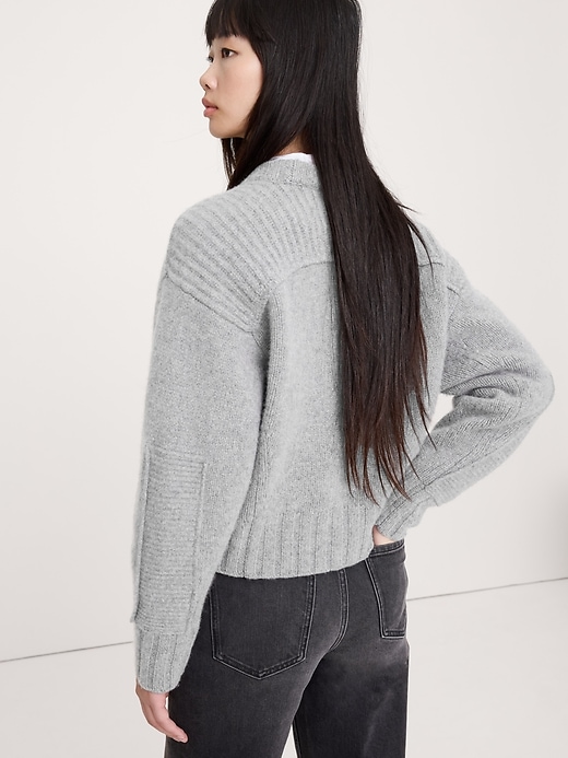 Merino-Cashmere Ribbed-Panel Sweater
