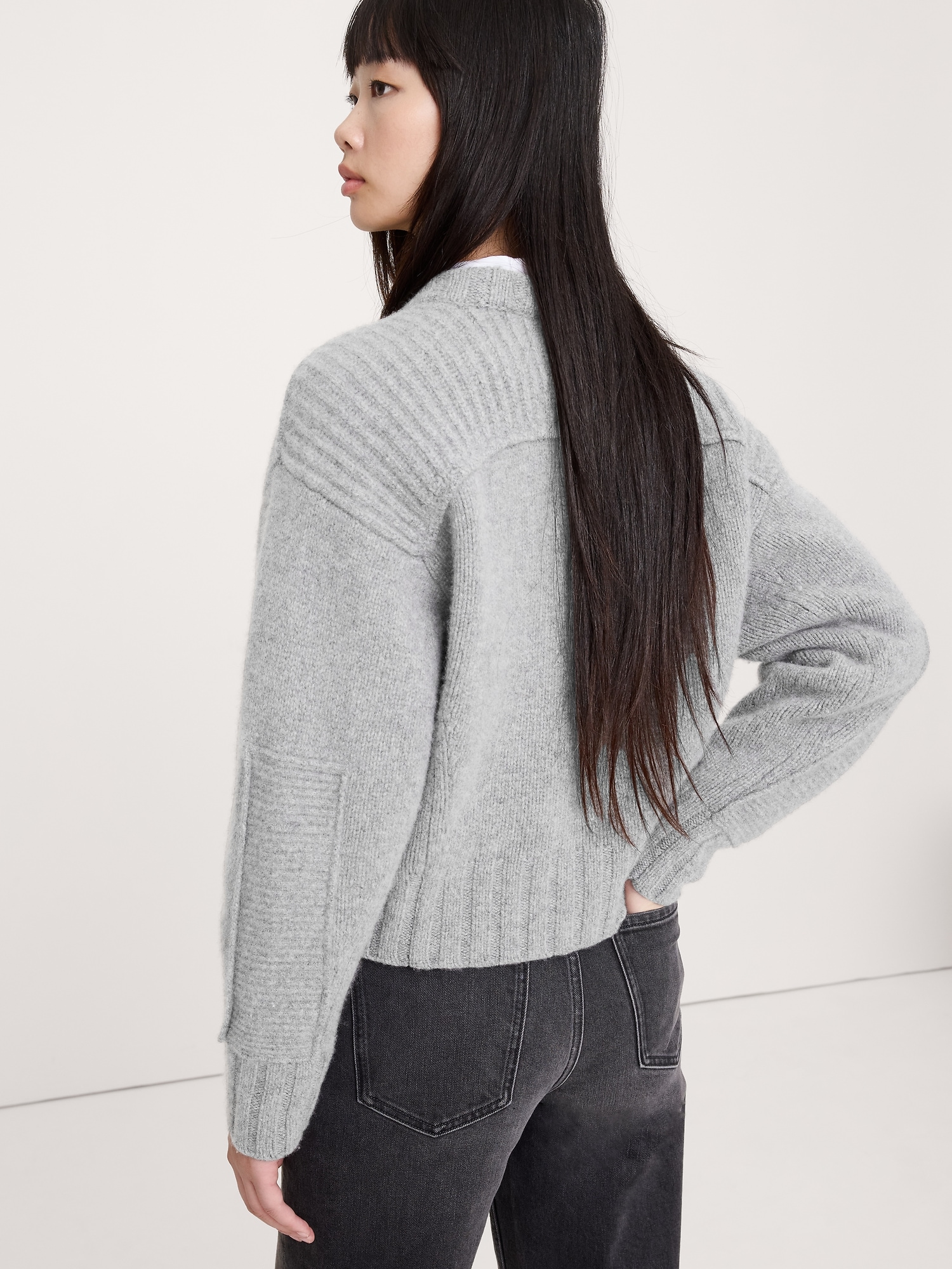Image number 2 showing, Merino-Cashmere Ribbed-Panel Sweater